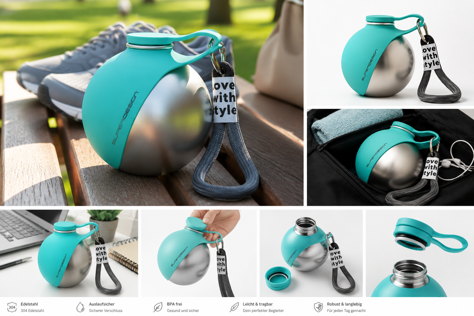 2-in-1 Reise-Wasserflasche